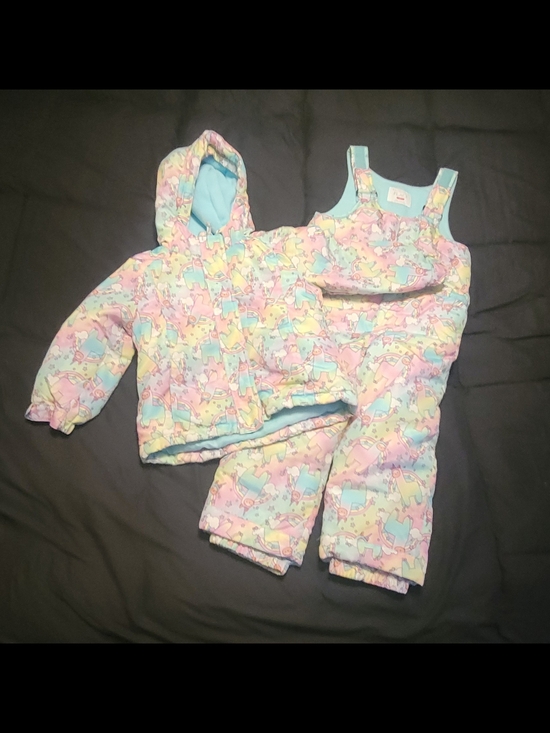 The Children's Place Other - The Children's Place Pastel Multi Unicorn Llama Puffer Jacket & Bib Snow Pants